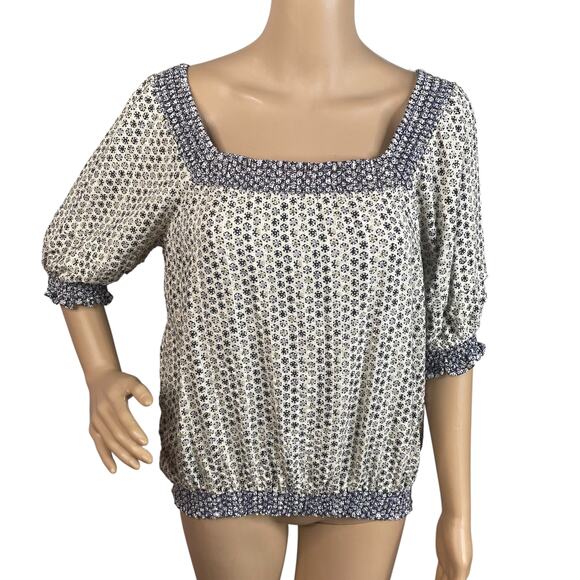 NEW Fat Face Dot Print Square Neck Puff Sleeve Cottagecore Blouse Top SZ 8 - Picture 2 of 9